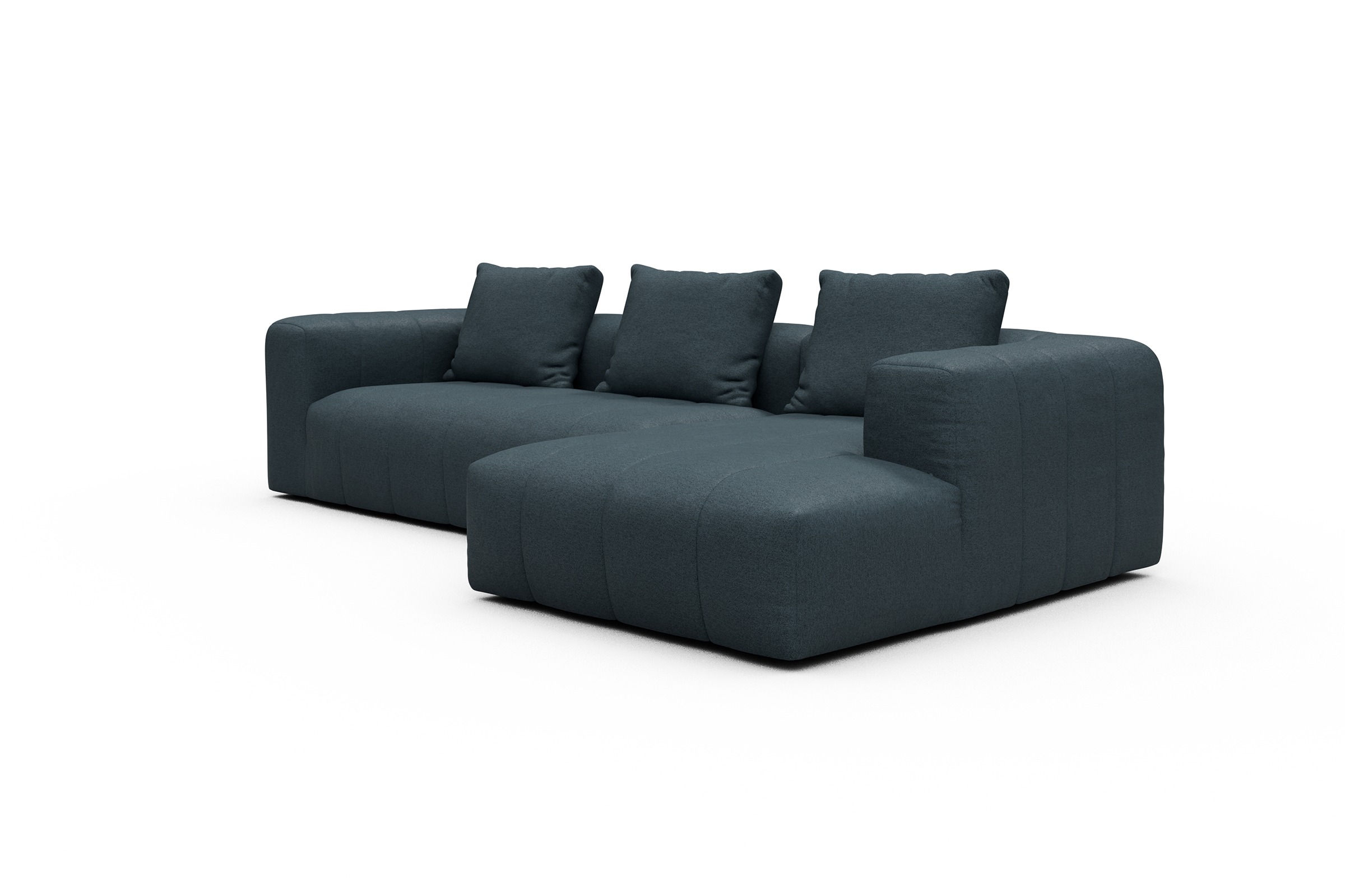 Ecksofa Hugo 2,5-Sitzer Armlehne links mit Chaiselongue Denari-Royal-Blue