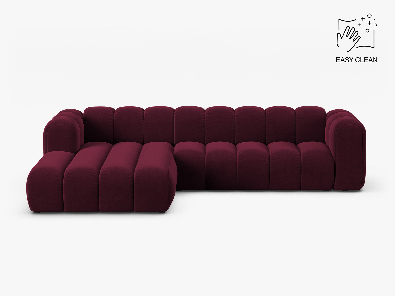 Micadoni Modulares Ecksofa Lupine 4-Sitzer Links Samt Venus Burgunder