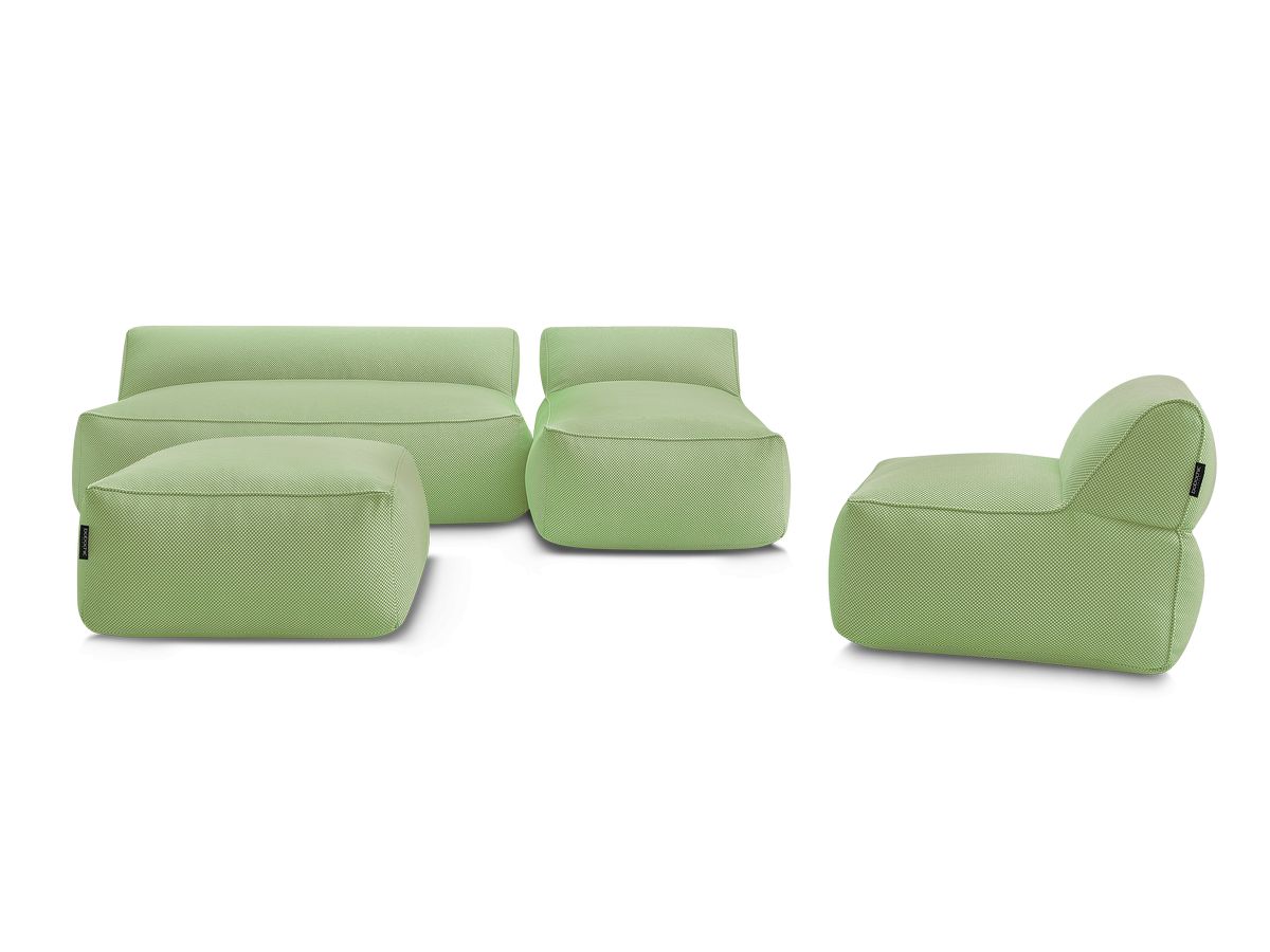 Bobochic Riviera Gartensofa 5-Sitzer mit Pouf Melange-Stoff Grün