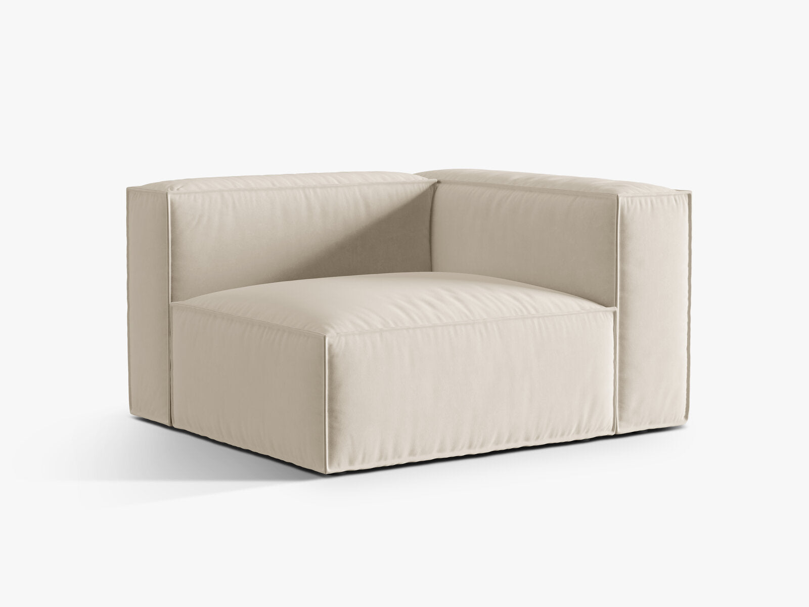 Micadoni Eckmodul Groß Nuria 1-Sitzer Samt Paris Beige Rechts