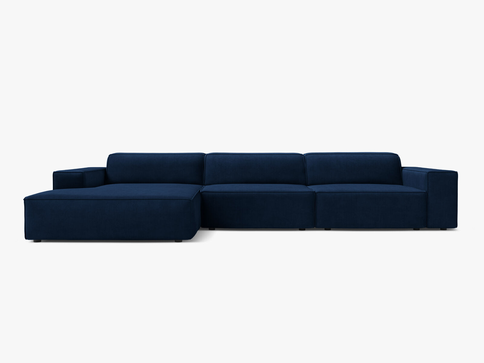 Micadoni Ecksofa Jodie 4-Sitzer Links Samt Bluvel Königsblau