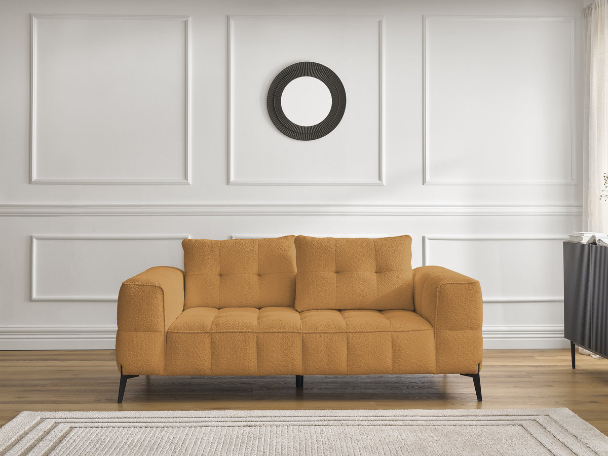 Bobochic Anis Sofa 2-Sitzer Bouclé-Stoff Gelb