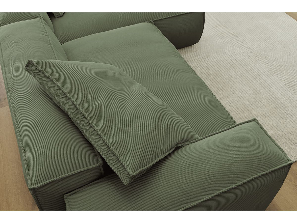Bobochic Boheme Ecksofa, 3 Kissen Cordsamt Grün