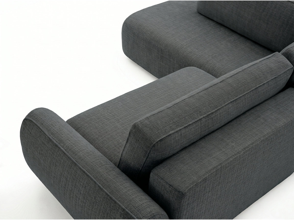Bobochic Denise Ecksofa mit Schlaffunktion und Bettkasten 256 × 197 cm Strukturstoff Schwarz Ecke links