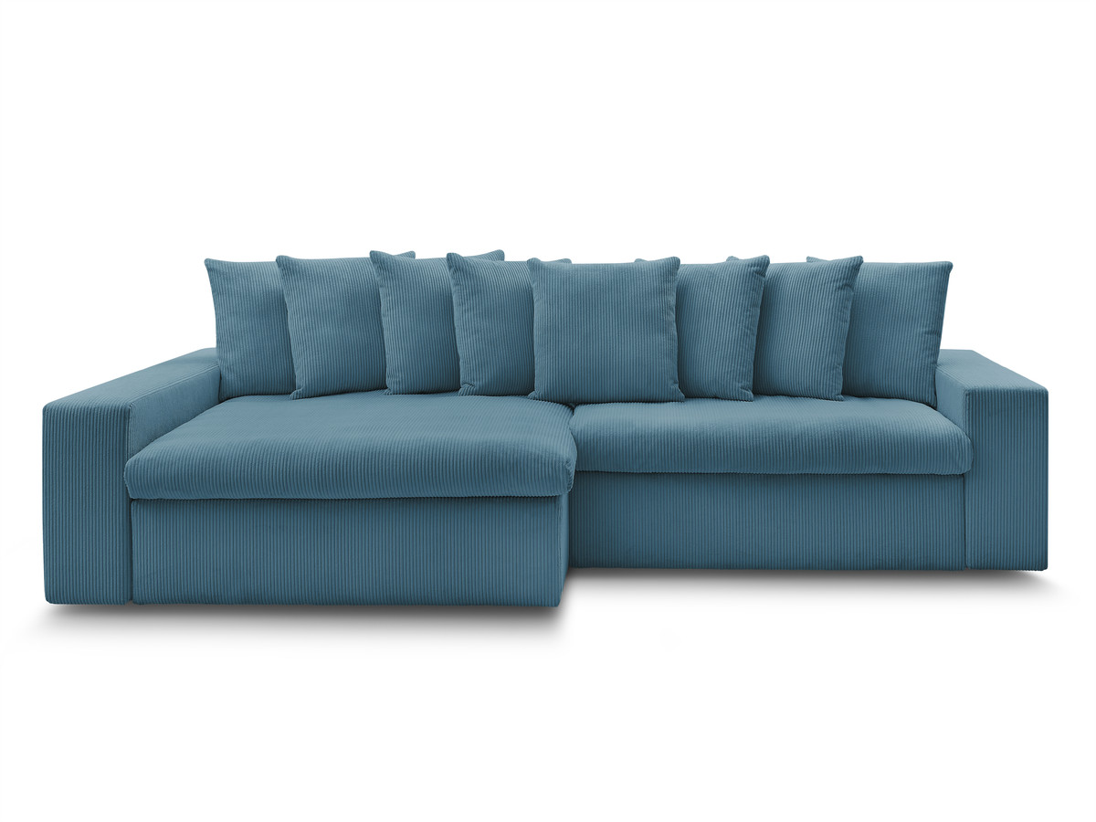 Bobochic Enore Ecksofa 330 × 157 cm Cordsamt Hellblau Ecke links