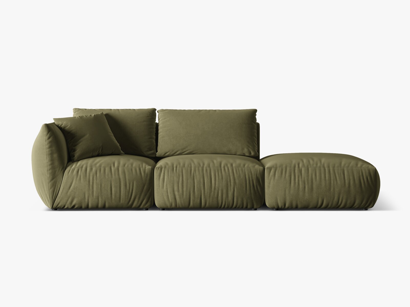 Micadoni Modulares Sofa Chris 3-Sitzer Rechts Samt Hellgrün