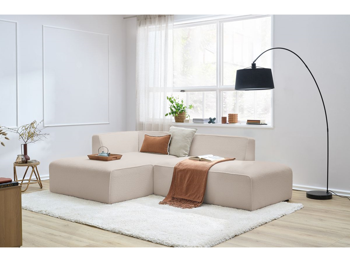 Bobochic Megeve Ecksofa Bouclé-Stoff Beige Ecke links