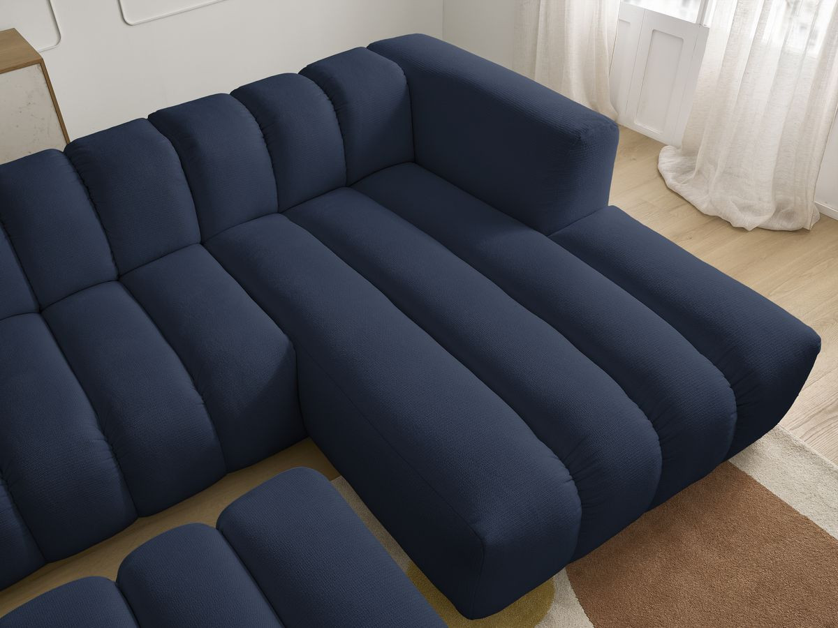 Bobochic Talia Ecksofa mit Pouf Melange-Stoff Dunkelblau Ecke rechts