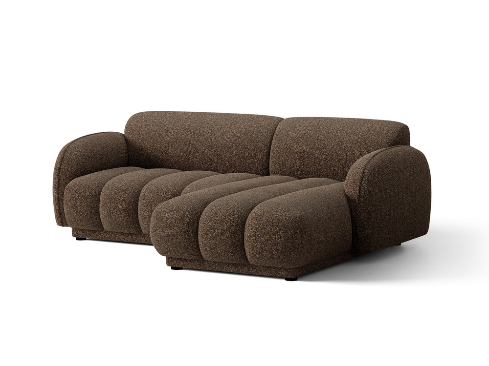 Cosmopolitan Design Ecksofa Bilbao 3-Sitzer kleine Version Boucle Miles Braun Rechts
