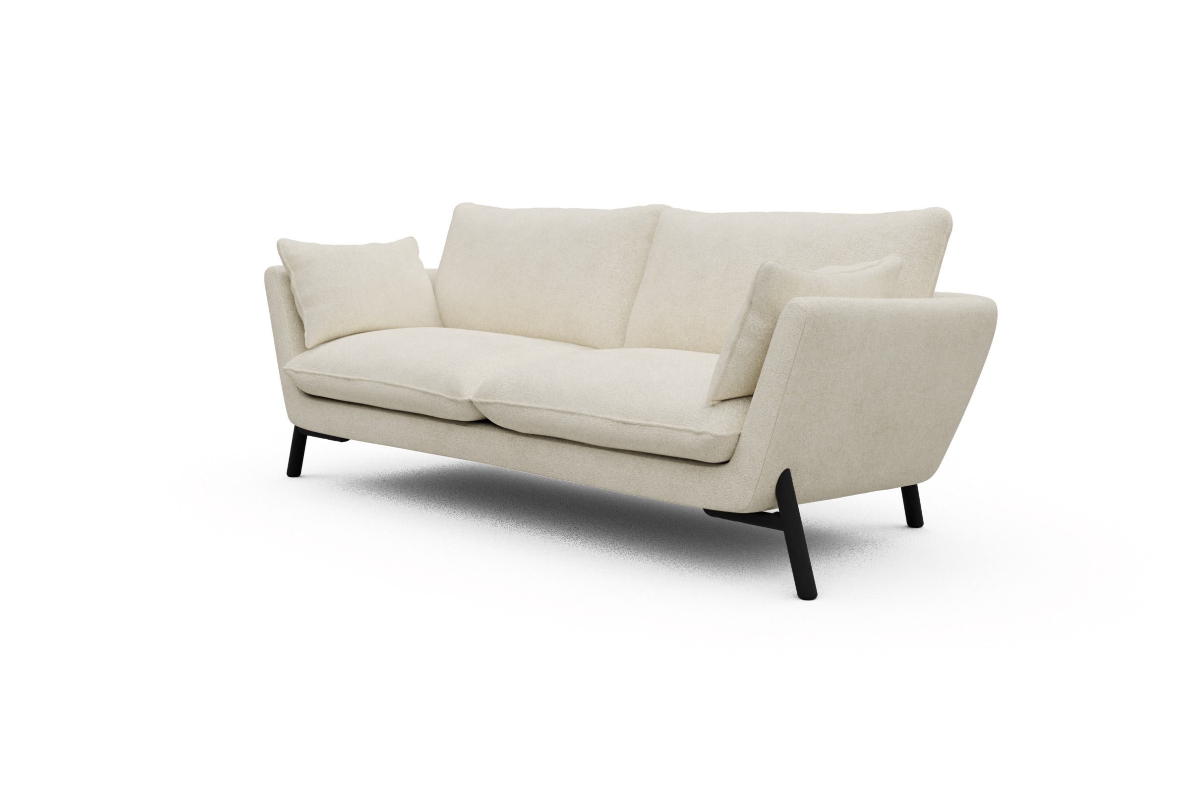 Sofa Emil 3-Sitzer Beinfarbe Eiche Schwarz Boucle-Off-White
