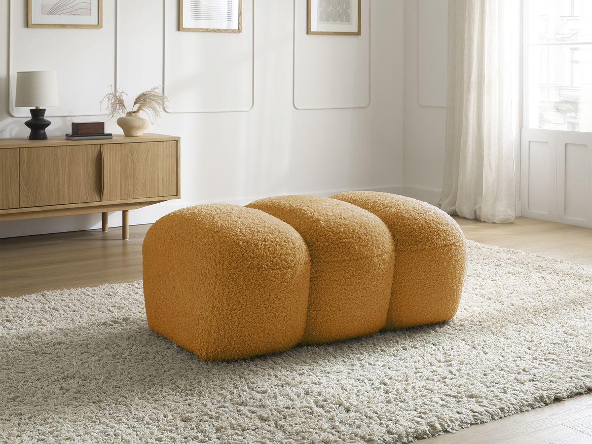 Bobochic Hippolyte Pouf Bouclé-Stoff Gelb