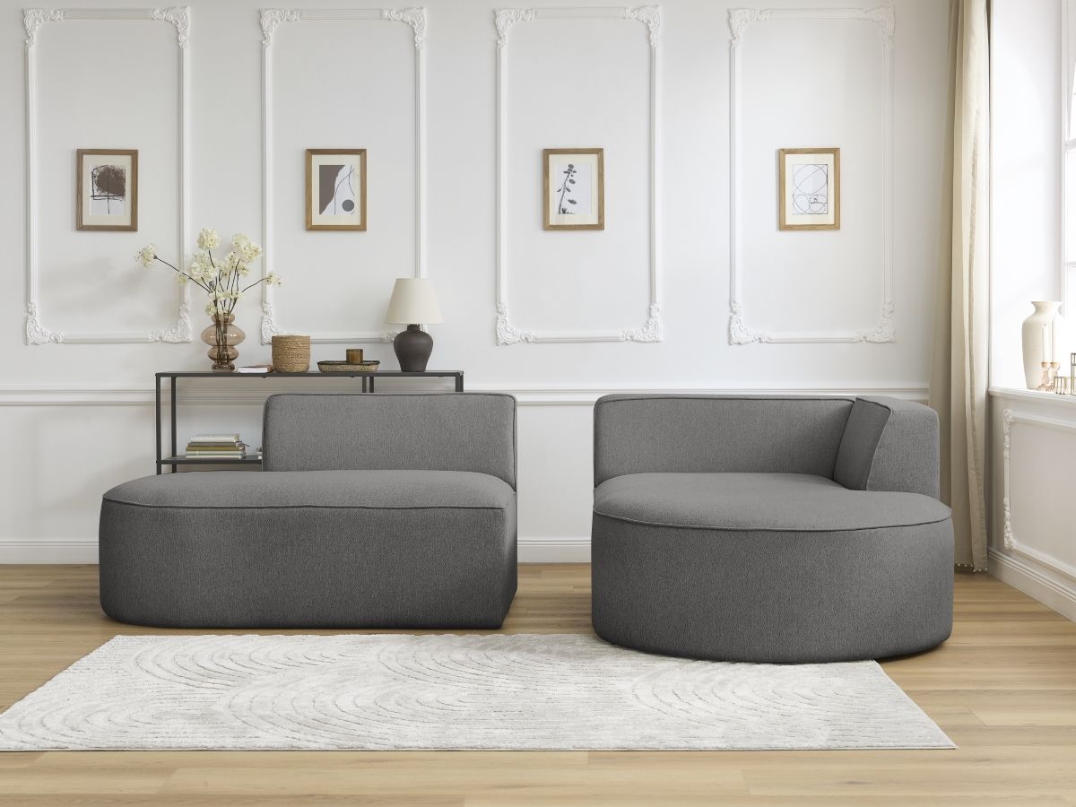 Bobochic Rousseau Ecksofa Melange-Stoff Dunkelgrau Ecke rechts