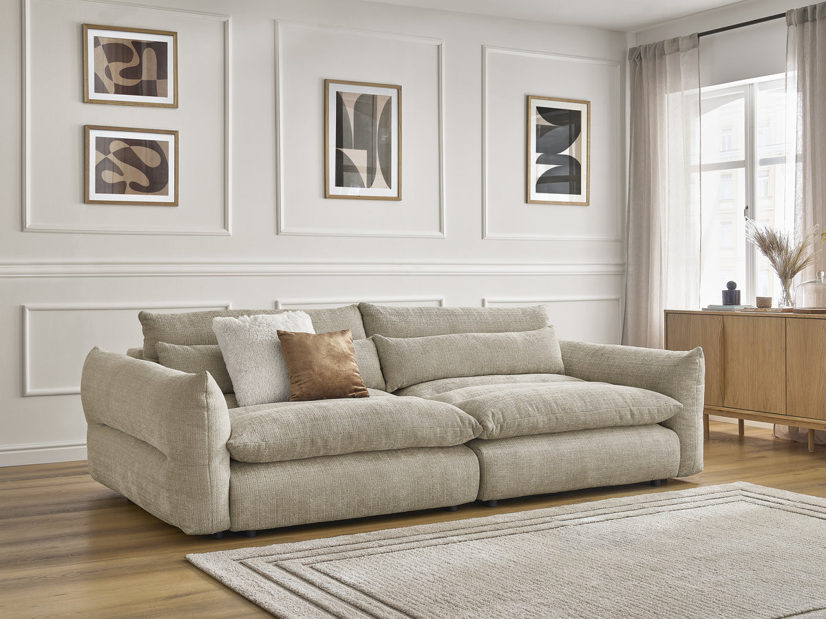 Bobochic Neil Sofa 3-Sitzer Strukturstoff Beige