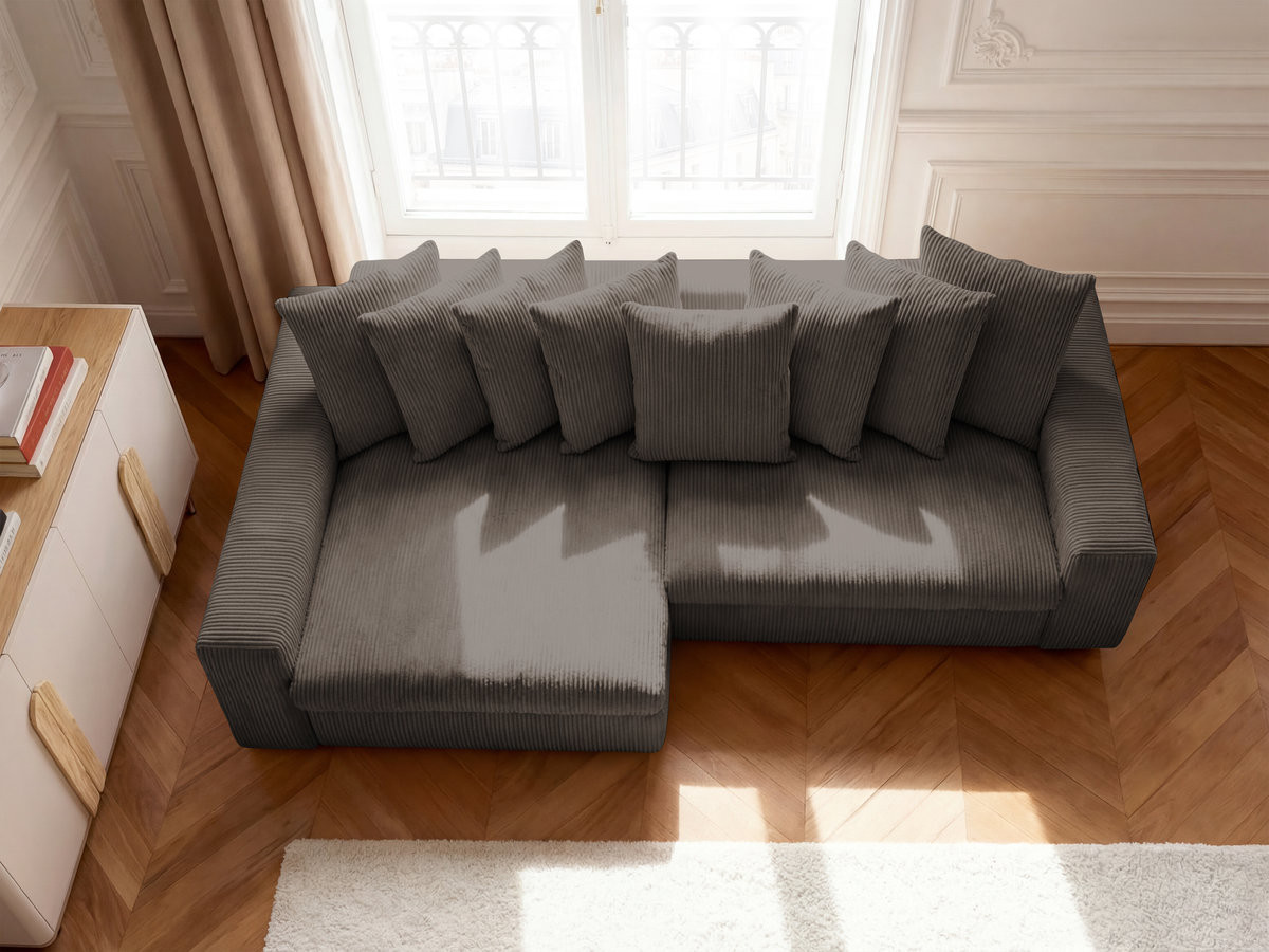 Bobochic Enore Ecksofa 330 × 157 cm Cordsamt Taupe Ecke links
