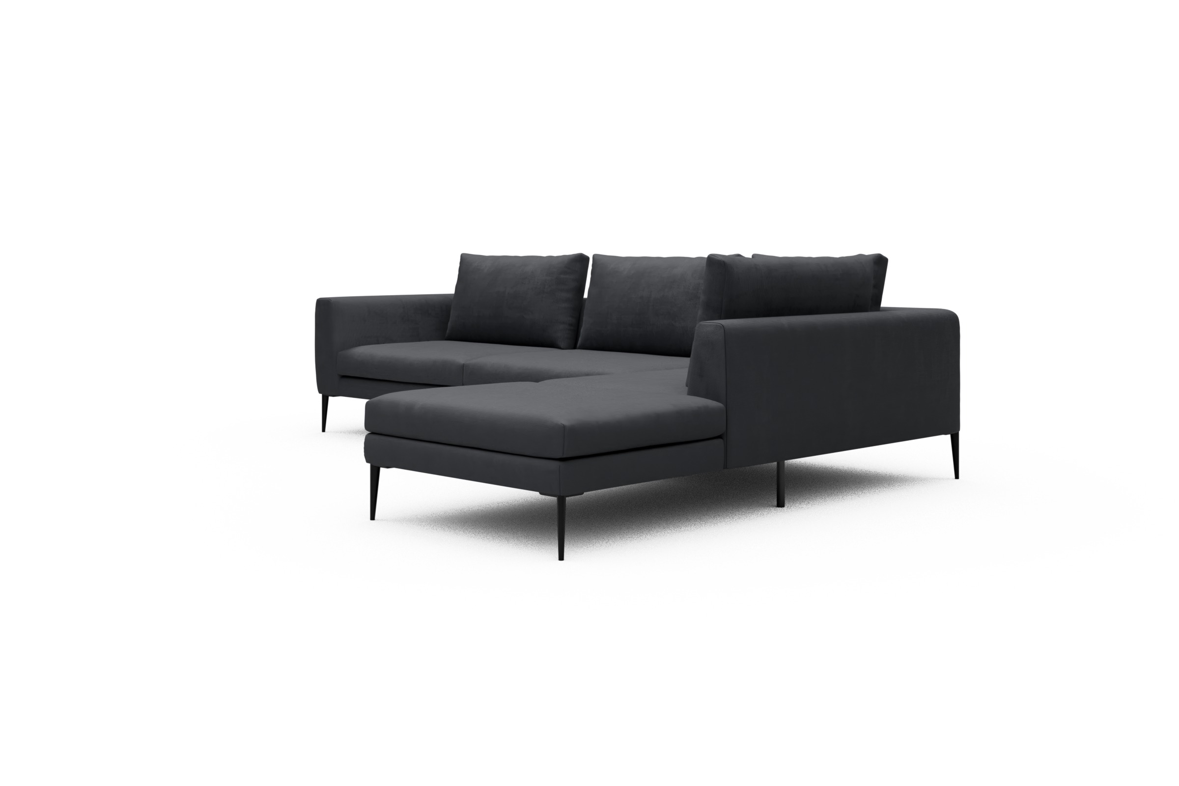 Ecksofa Paul Relax-Ecke links mit 3-Sitzer Cordufine-Slate-Grey