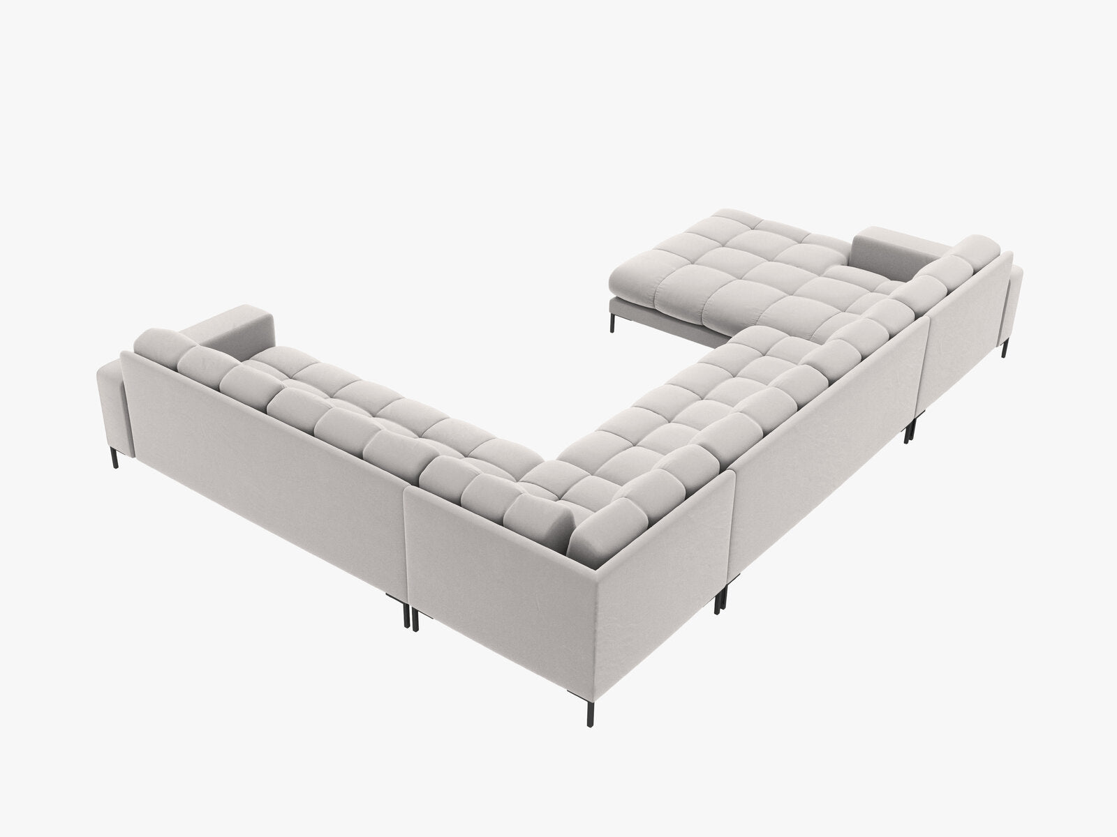 Micadoni Wohnlandschaft Mamaia 7-Sitzer Rechts Samt Bluvel Silber schwarze Beine