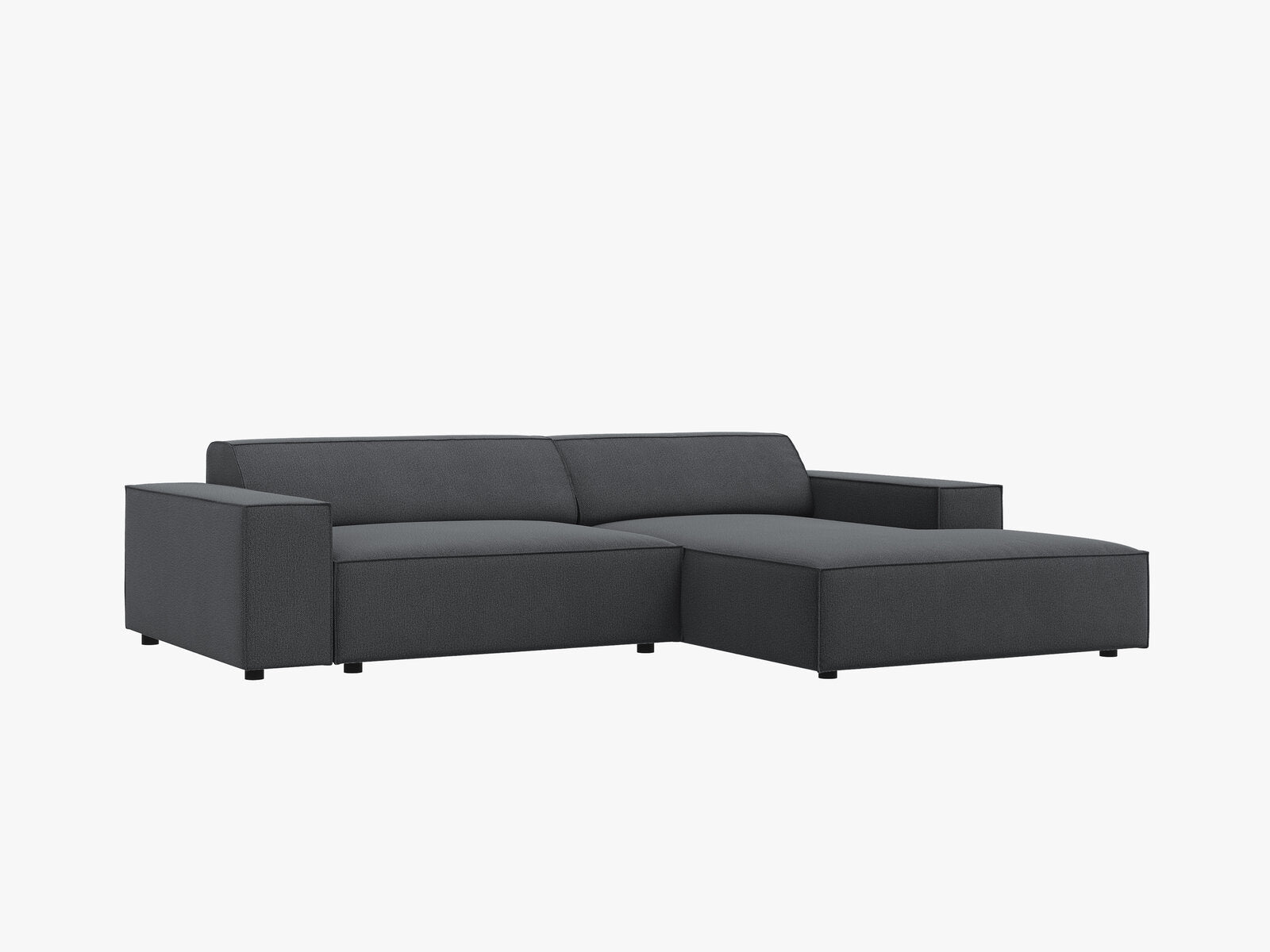 Micadoni Ecksofa Jodie 3-Sitzer Rechts Strukturierter Stoff Megan Dunkelgrau