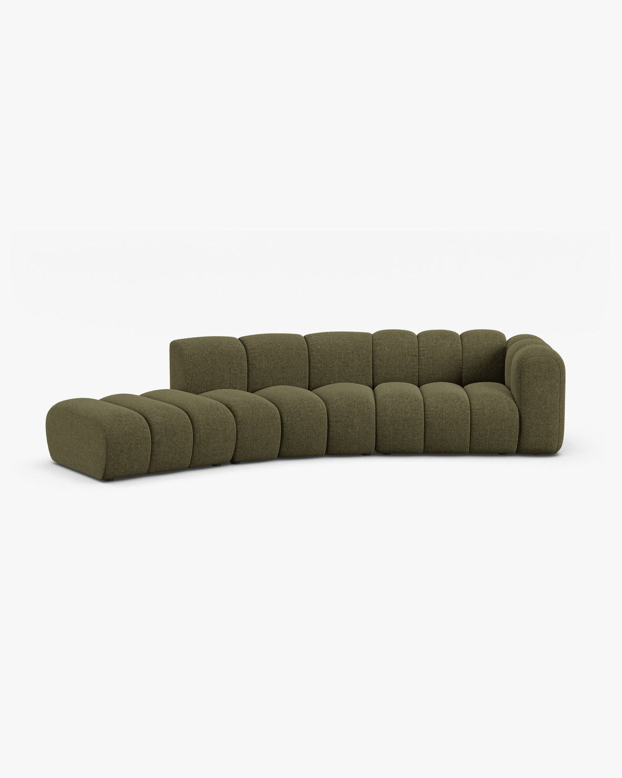 Micadoni Modulares Sofa Lupine 5-Sitzer Links Chenille Eden Grün