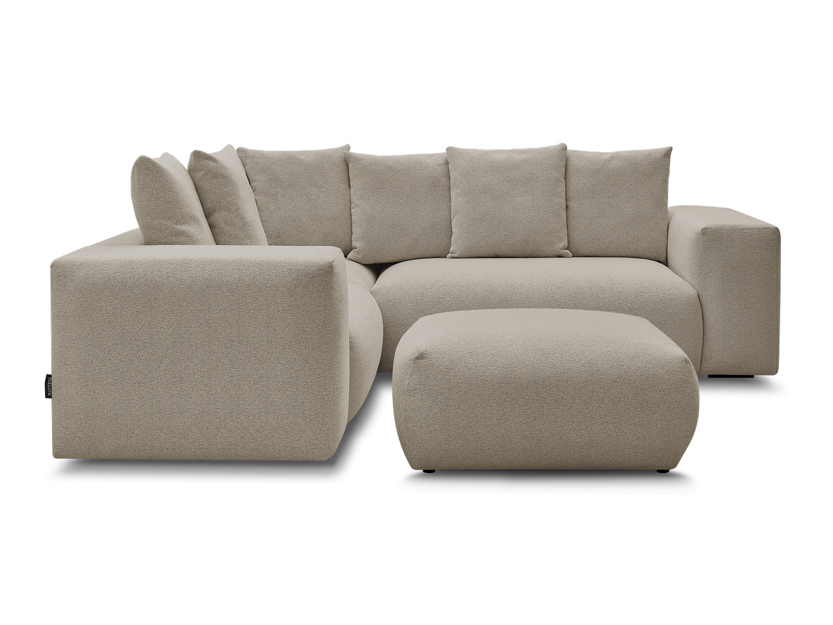 Bobochic Voltaire Ecksofa mit Pouf 268 × 214 cm Melange-Stoff Taupe Ecke links