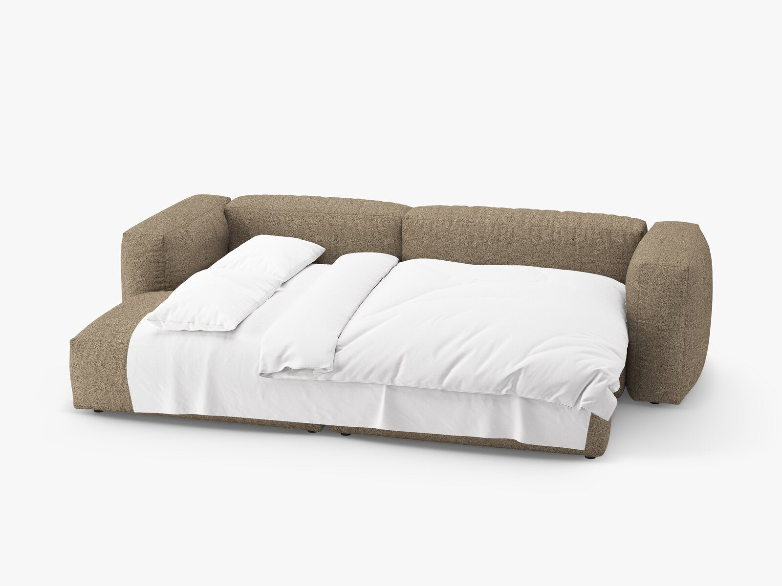 Micadoni Martina Ecksofa 4-Sitzer mit Schlaffunktion Links Boucle Monet Cappuccino