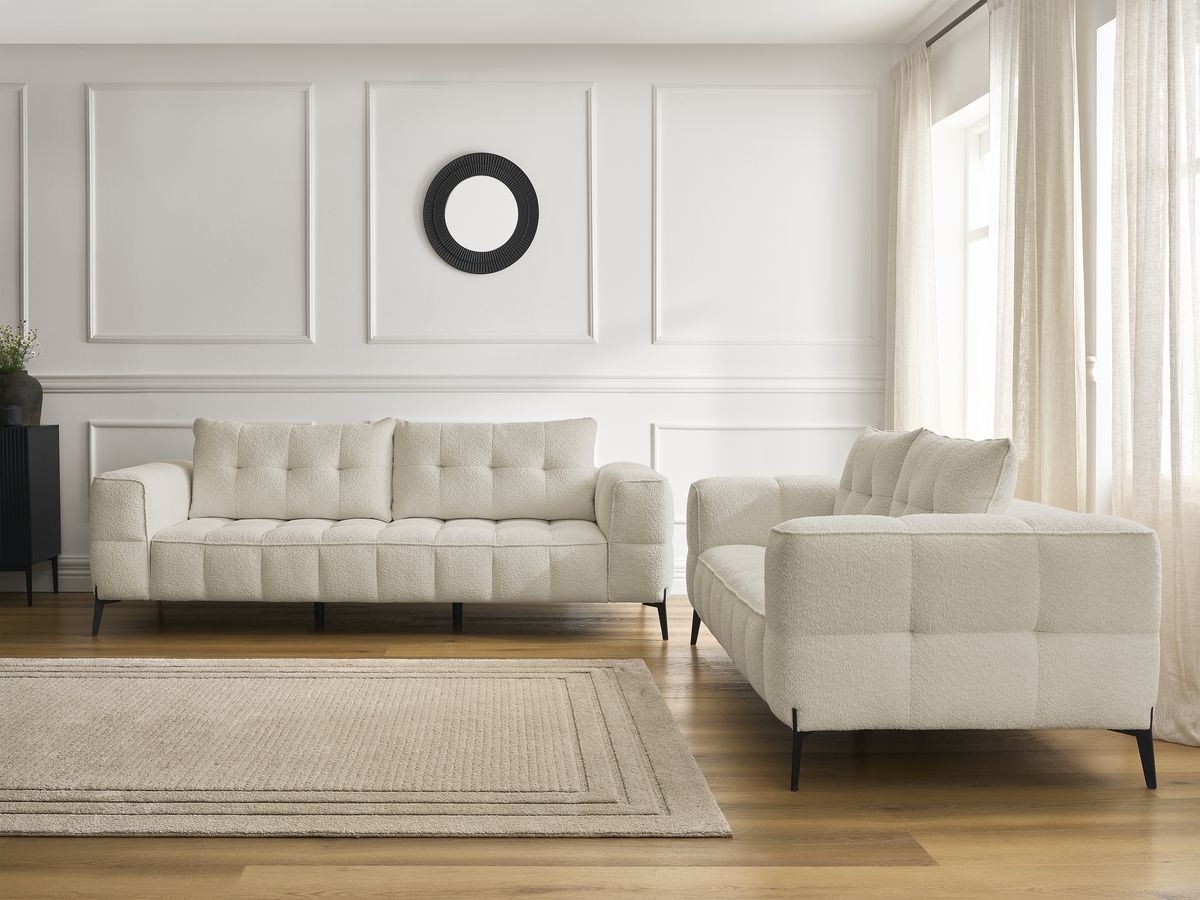 Bobochic Anis Sofa 5-Sitzer Bouclé-Stoff Beige