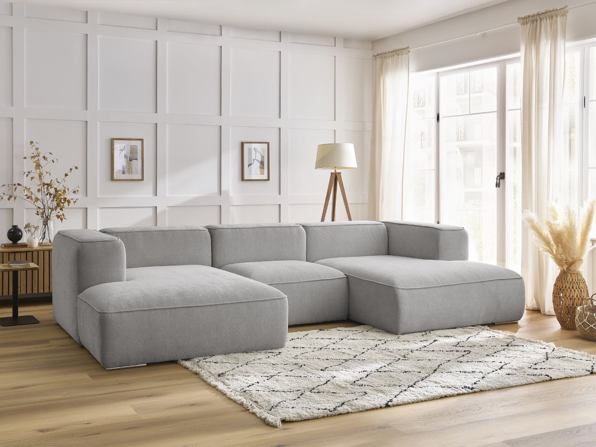 Bobochic Zephyr Wohnlandschaft Strukturstoff Hellgrau