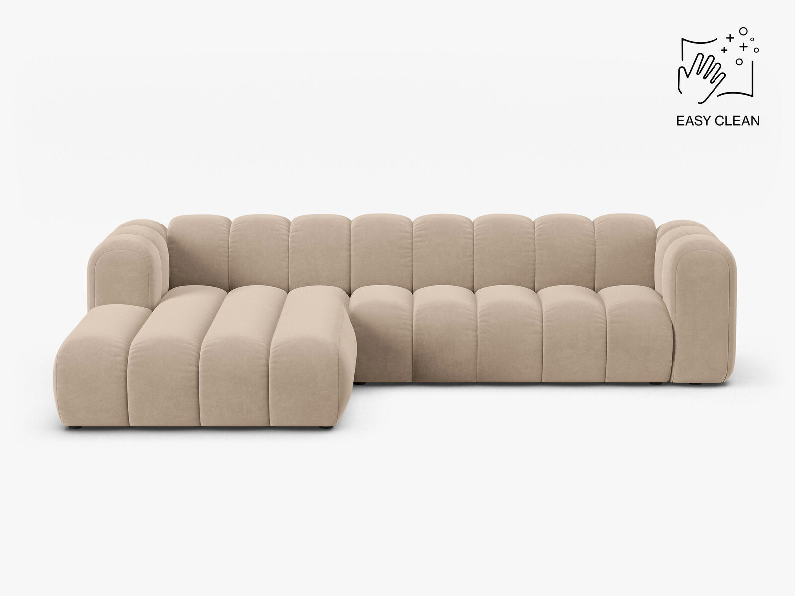Micadoni Modulares Ecksofa Lupine 4-Sitzer Links Samt Venus Beige