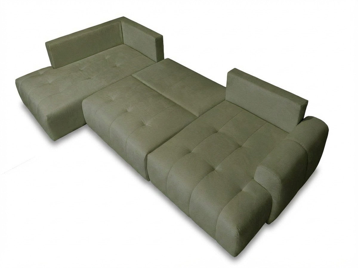 Bobochic Roxelane Wohnlandschaft mit Pouf Melange-Stoff Grün Ecke rechts
