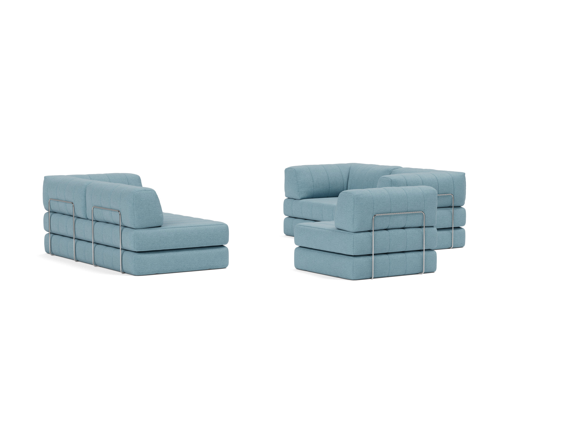 Eck-Schlafsofa CozyPad mit Armlehnen Flachgewebe Mixed Dance 525-Light-Blue