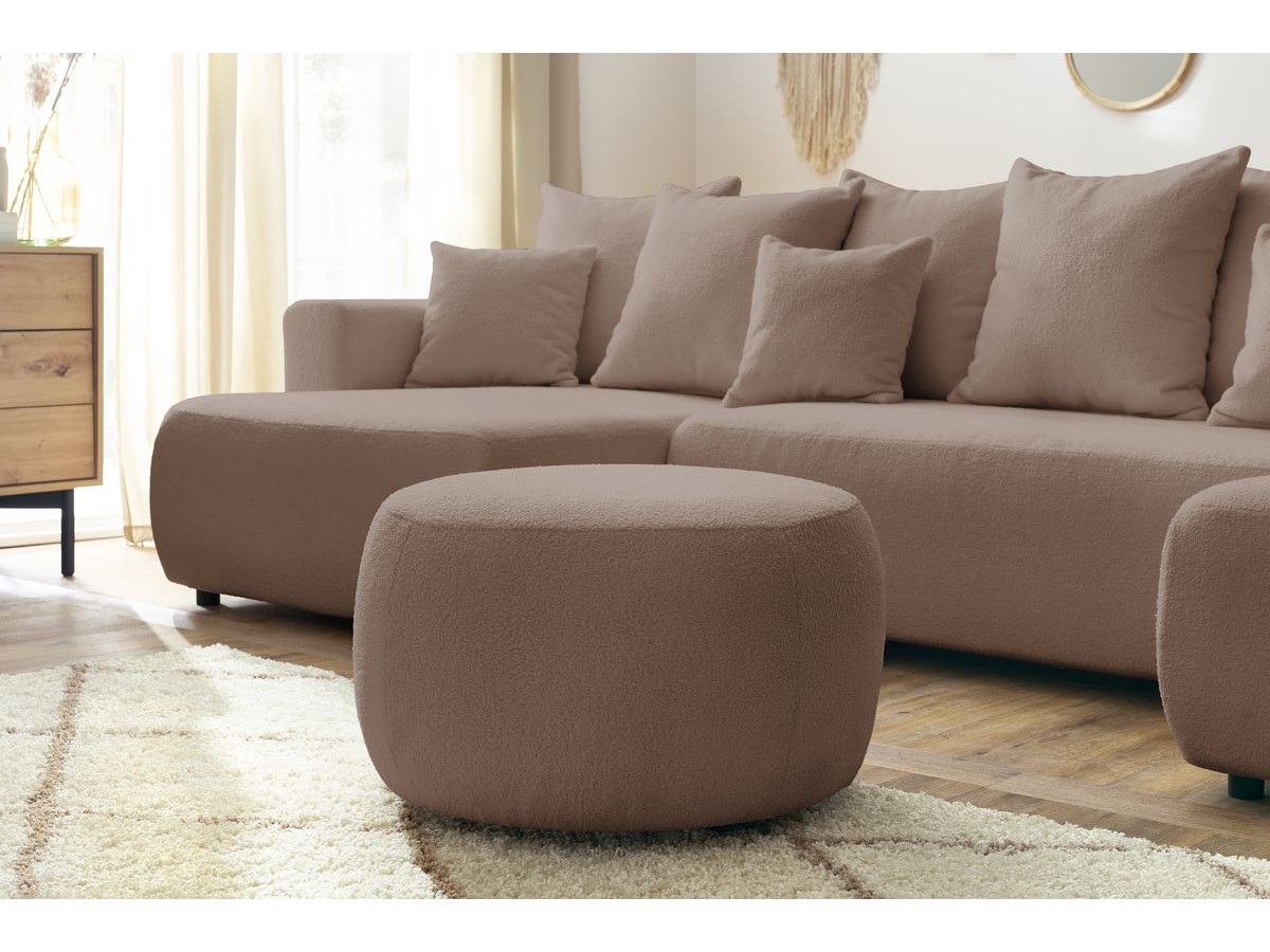 Bobochic Envy Wohnlandschaft mit rundem Pouf Bouclé-Stoff Braun