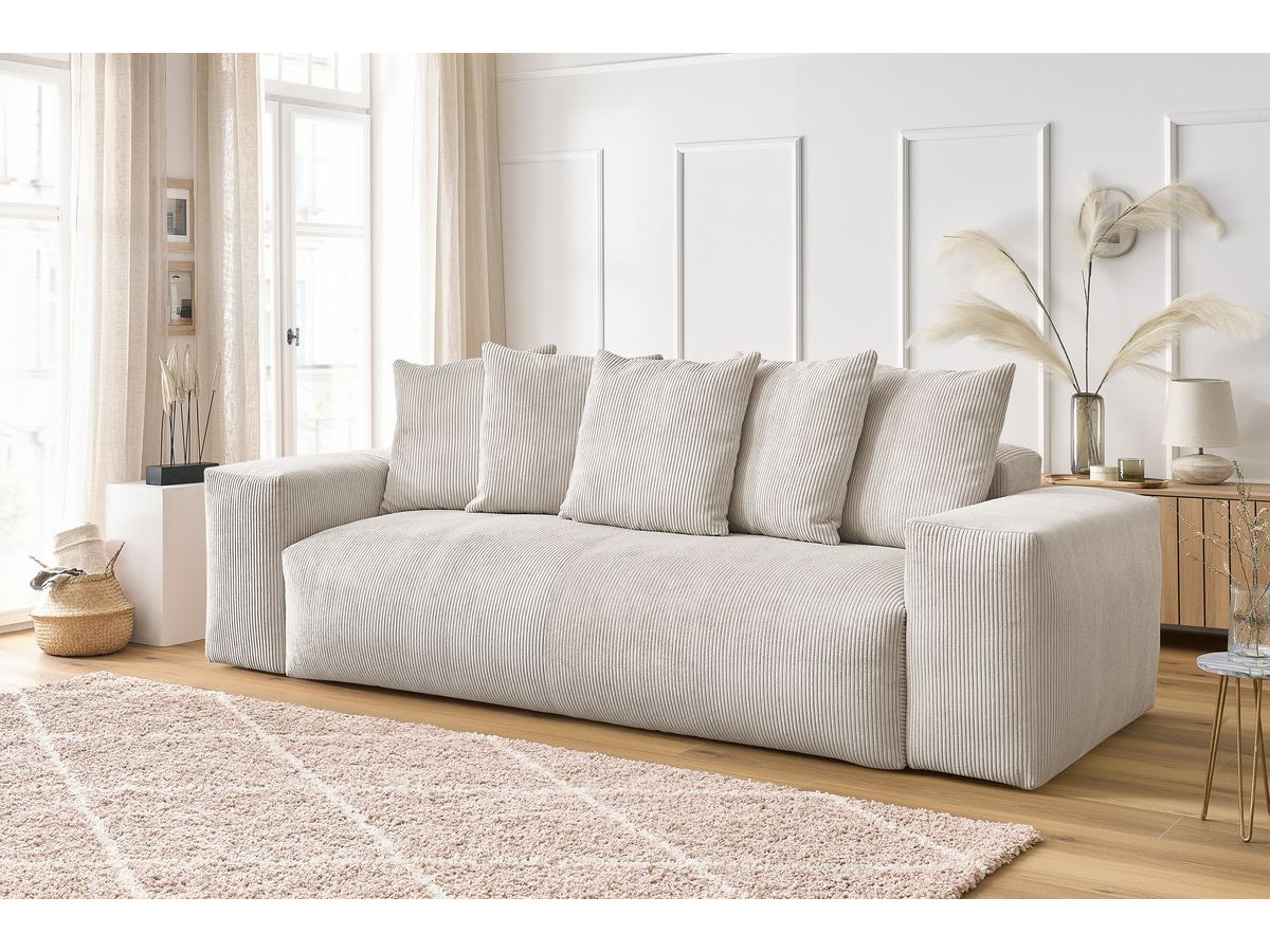 Bobochic Voltaire Sofa 3-Sitzer 280 × 124 cm Cordsamt Beige