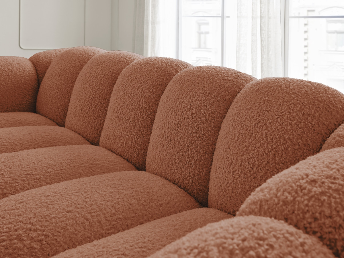 Bobochic Hippolyte Sofa 3-Sitzer Bouclé-Stoff Orange