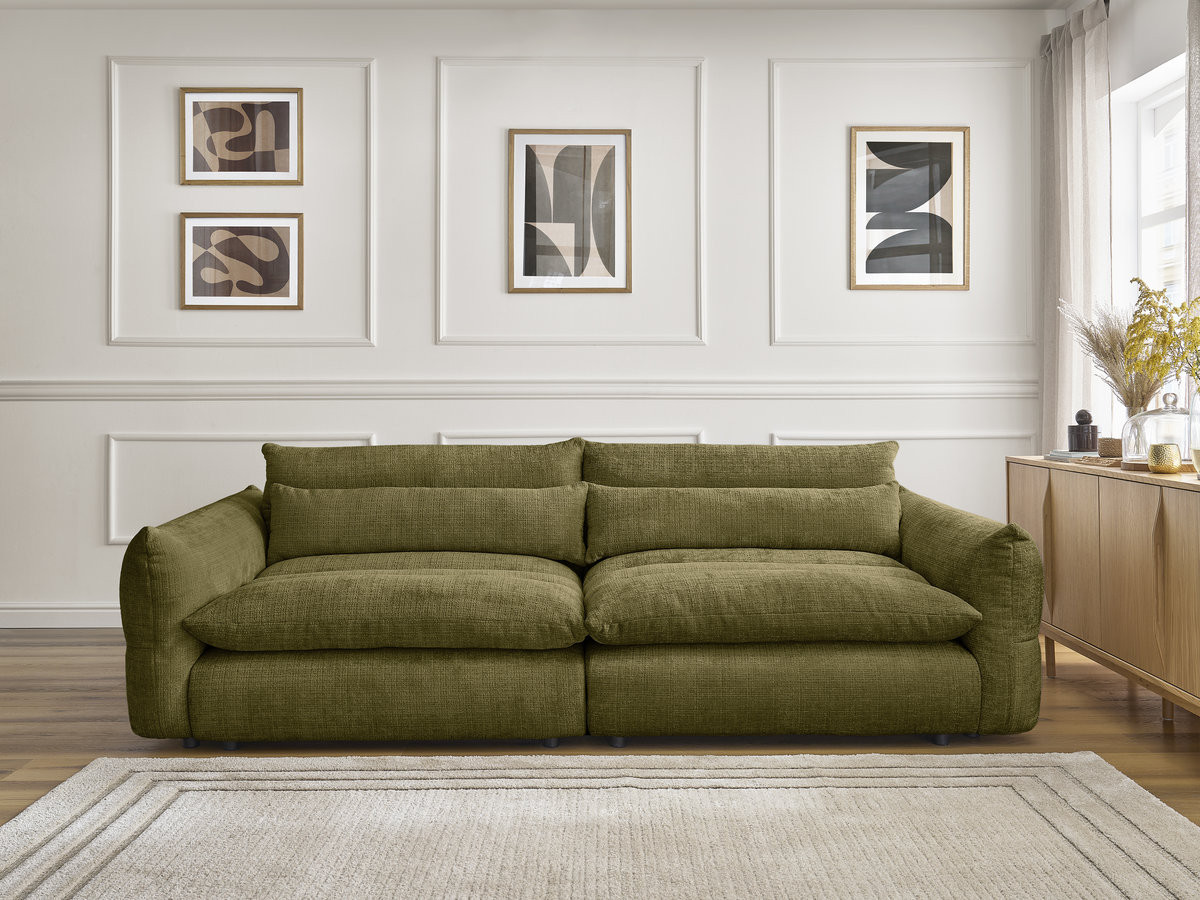 Bobochic Neil Sofa 3-Sitzer Strukturstoff Grün