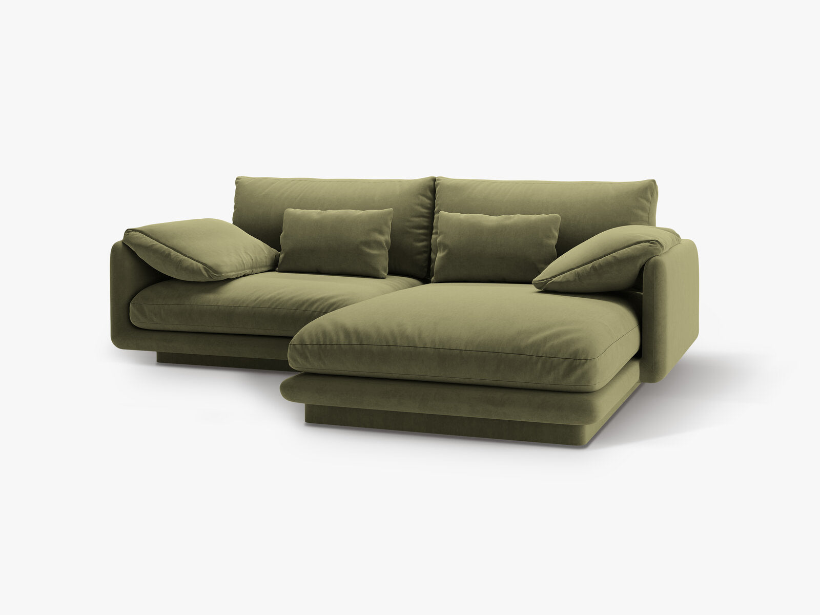 Micadoni Ecksofa Torino 3-Sitzer Rechts Samt Hellgrün