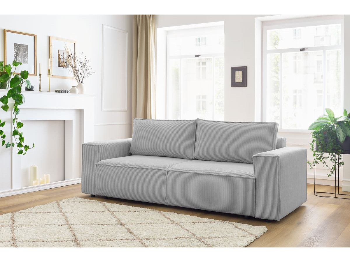 Bobochic Nihad Sofa 3-Sitzer Cordsamt Hellgrau