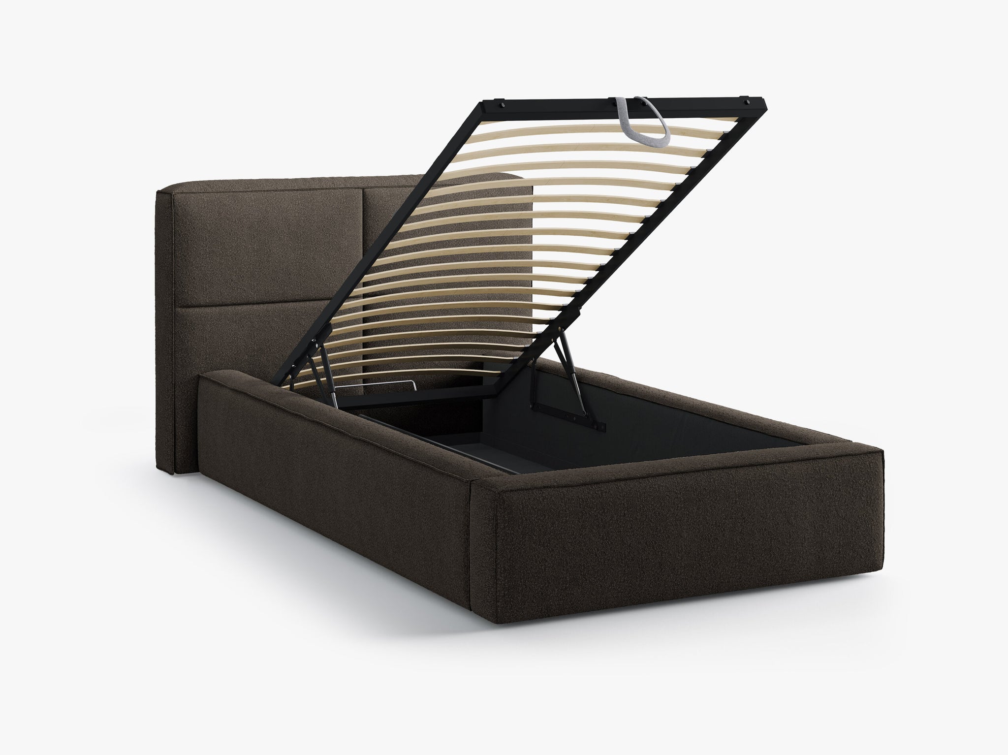 Micadoni Stauraumbett mit Kopfteil Darren Boucle Legend Grau Braun 90x200