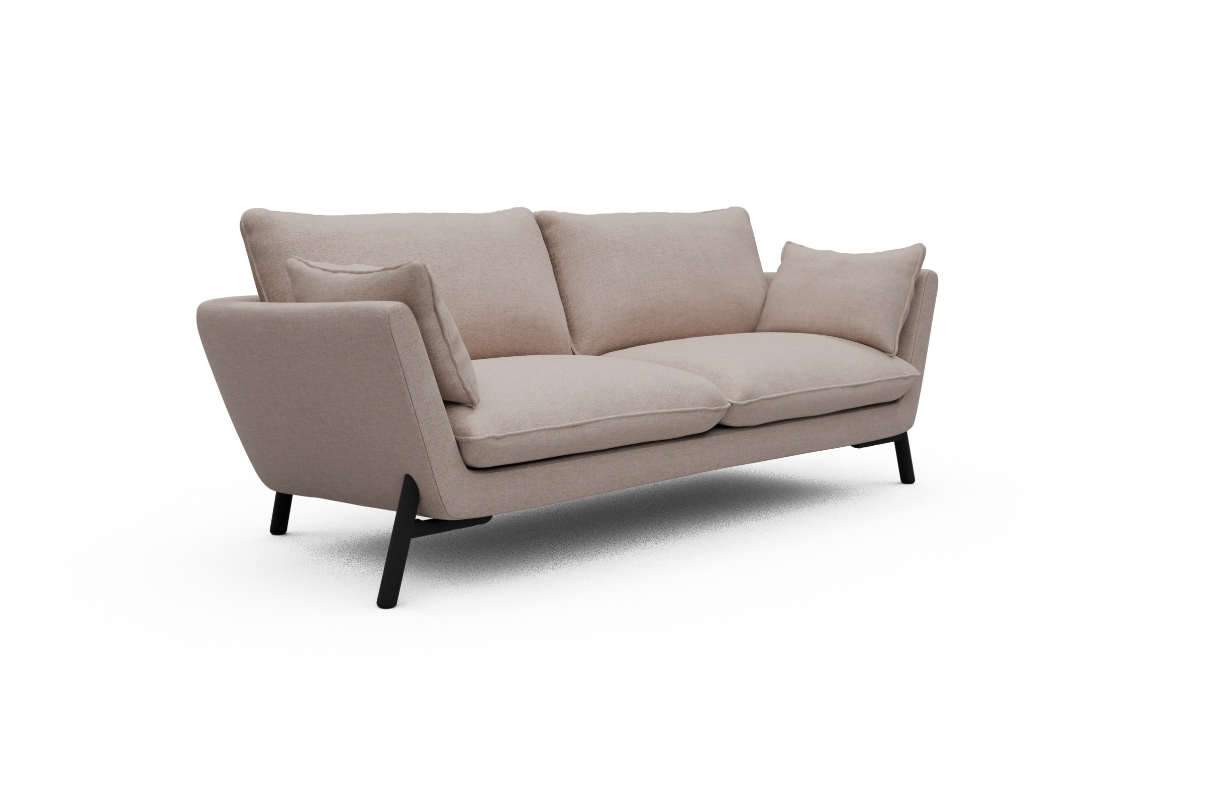 Sofa Emil 3-Sitzer Beinfarbe Eiche Schwarz Weda-Sand