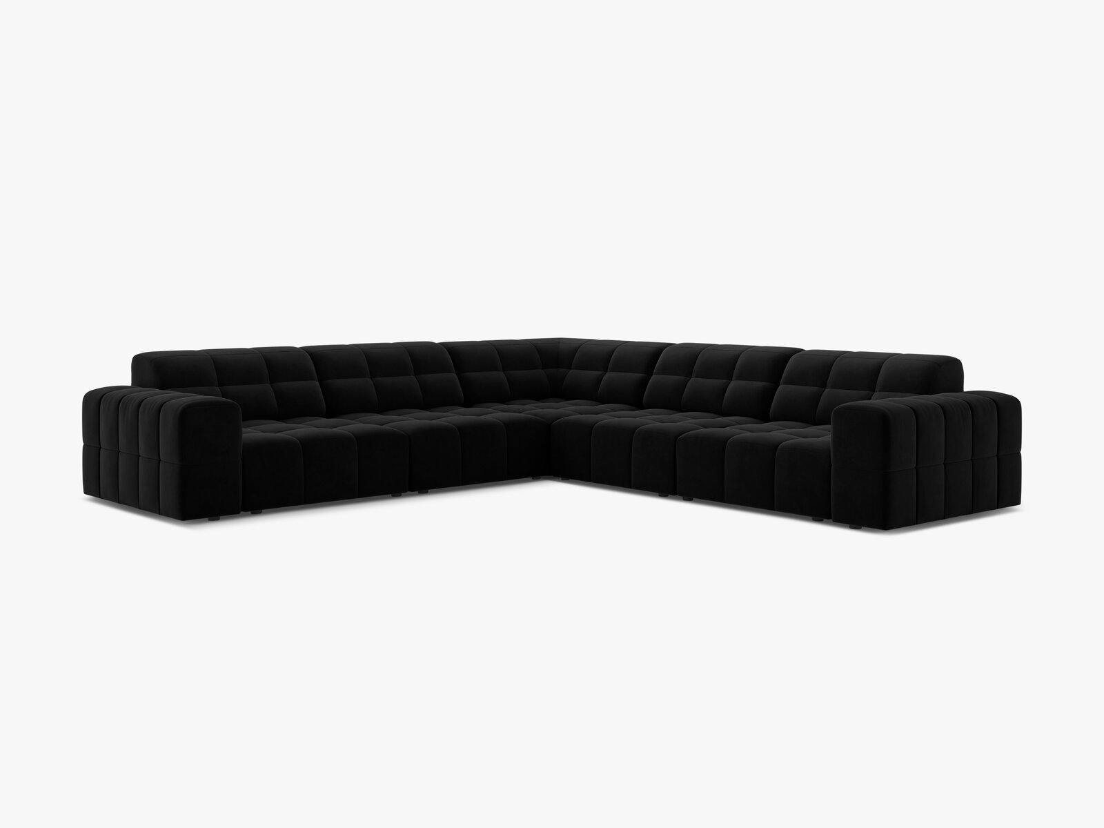 Micadoni Jennifer Modulares Ecksofa 7-Sitzer Samt Bluvel Schwarz
