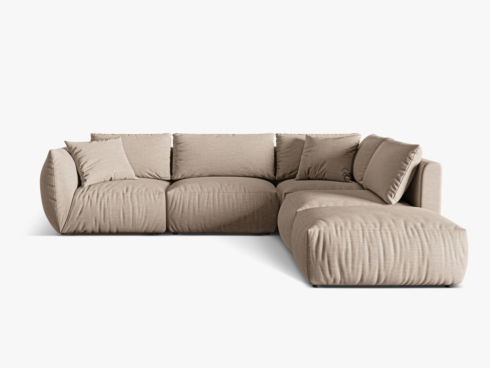Micadoni Modulares Ecksofa Chris 4-Sitzer Rechts Strukturierter Stoff Sand