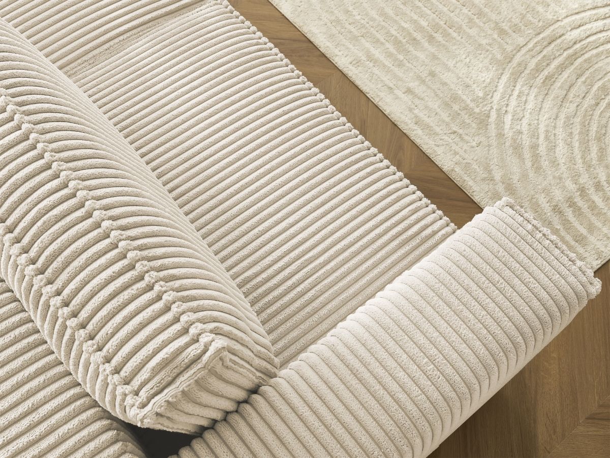 Bobochic Chelsea Schlafsofa 3-Sitzer mit Bettkasten Breitcord weich Taupe