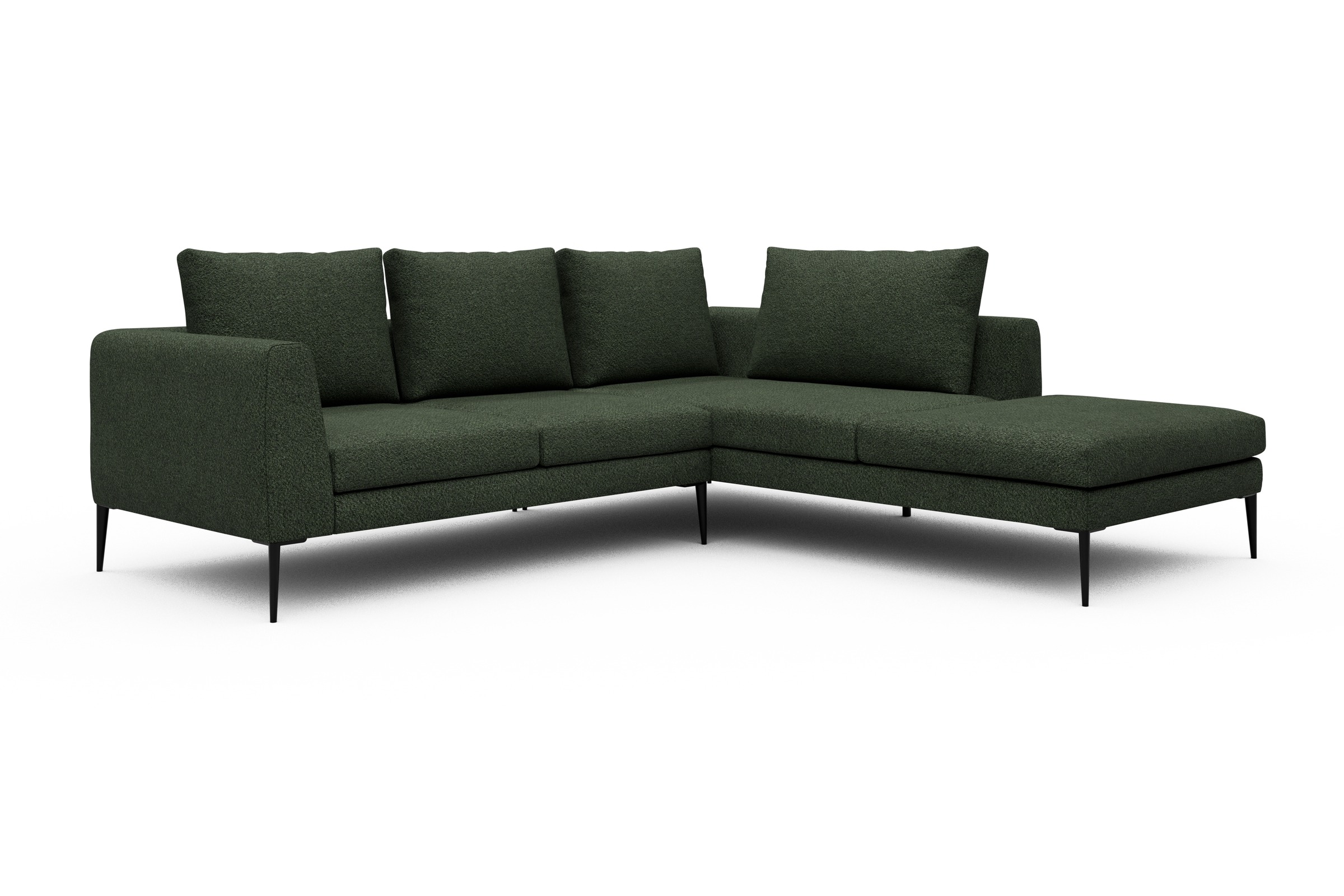 Ecksofa Paul Relax-Ecke rechts mit 2-Sitzer Vanora-Deep-Green