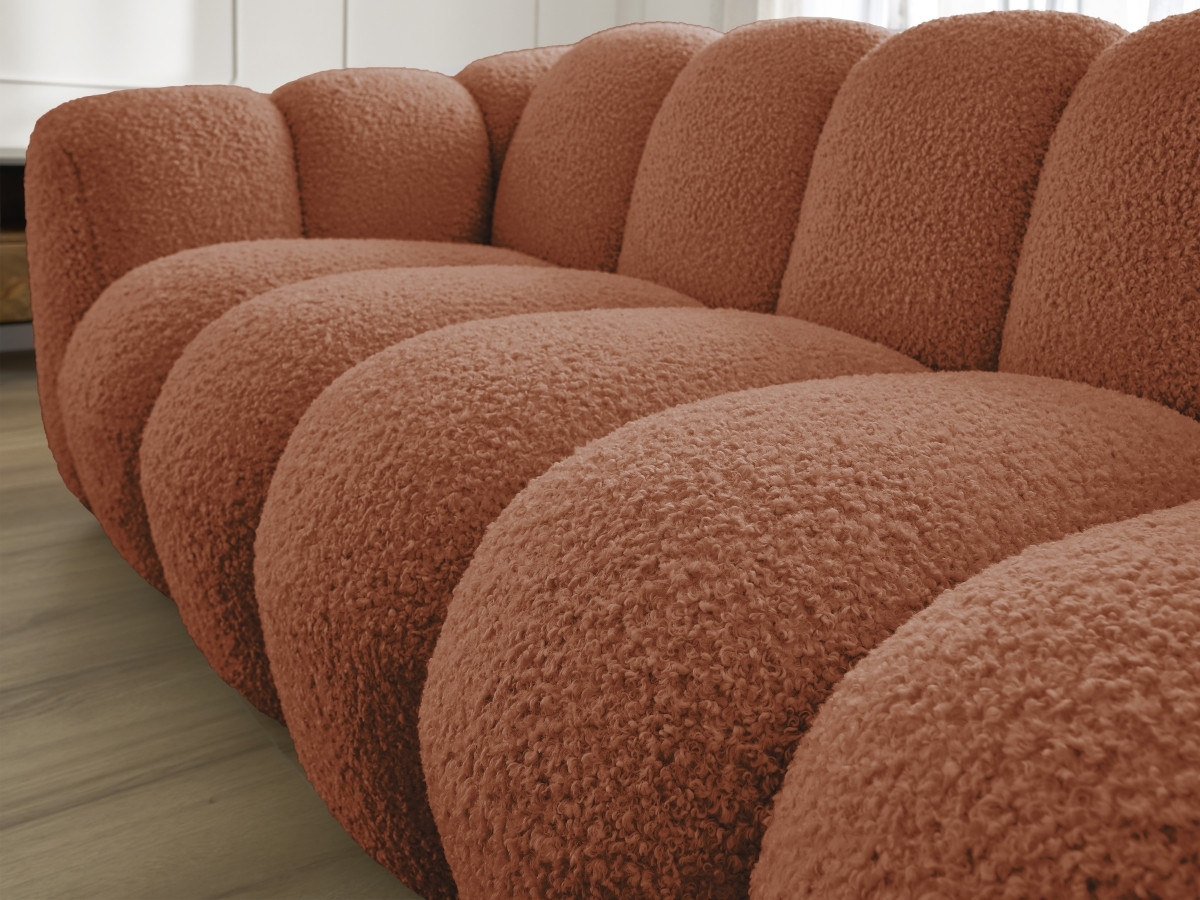 Bobochic Hippolyte Sofa 3-Sitzer Bouclé-Stoff Orange