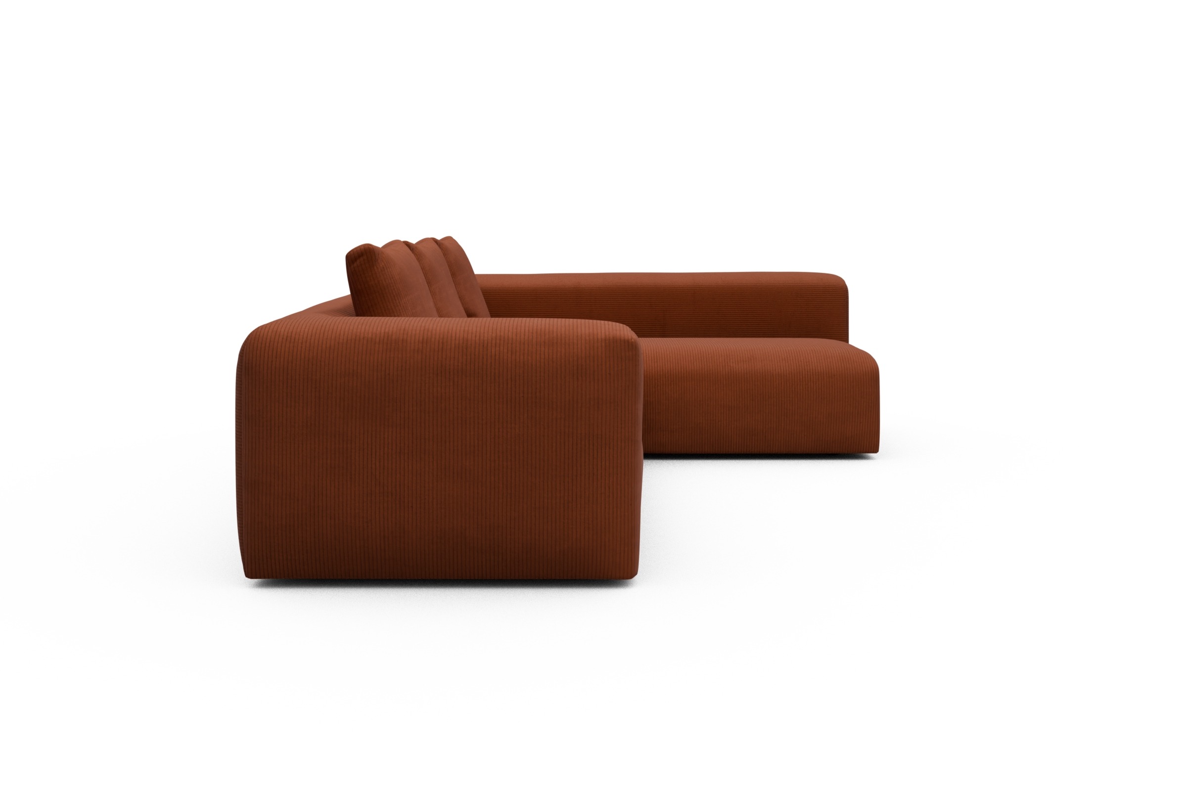 Ecksofa Fred 2x 2,5-Sitzer rechts offen Corduroy-Burnt-Orange
