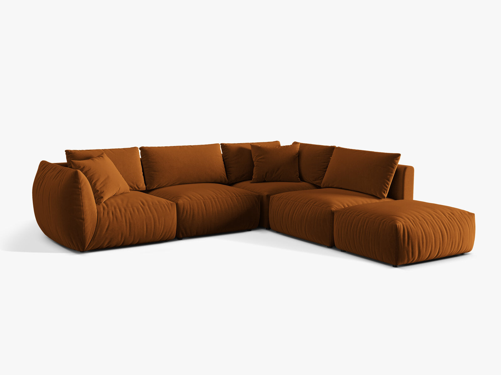 Micadoni Modulares Ecksofa Chris 4-Sitzer Rechts Samt Terrakotta