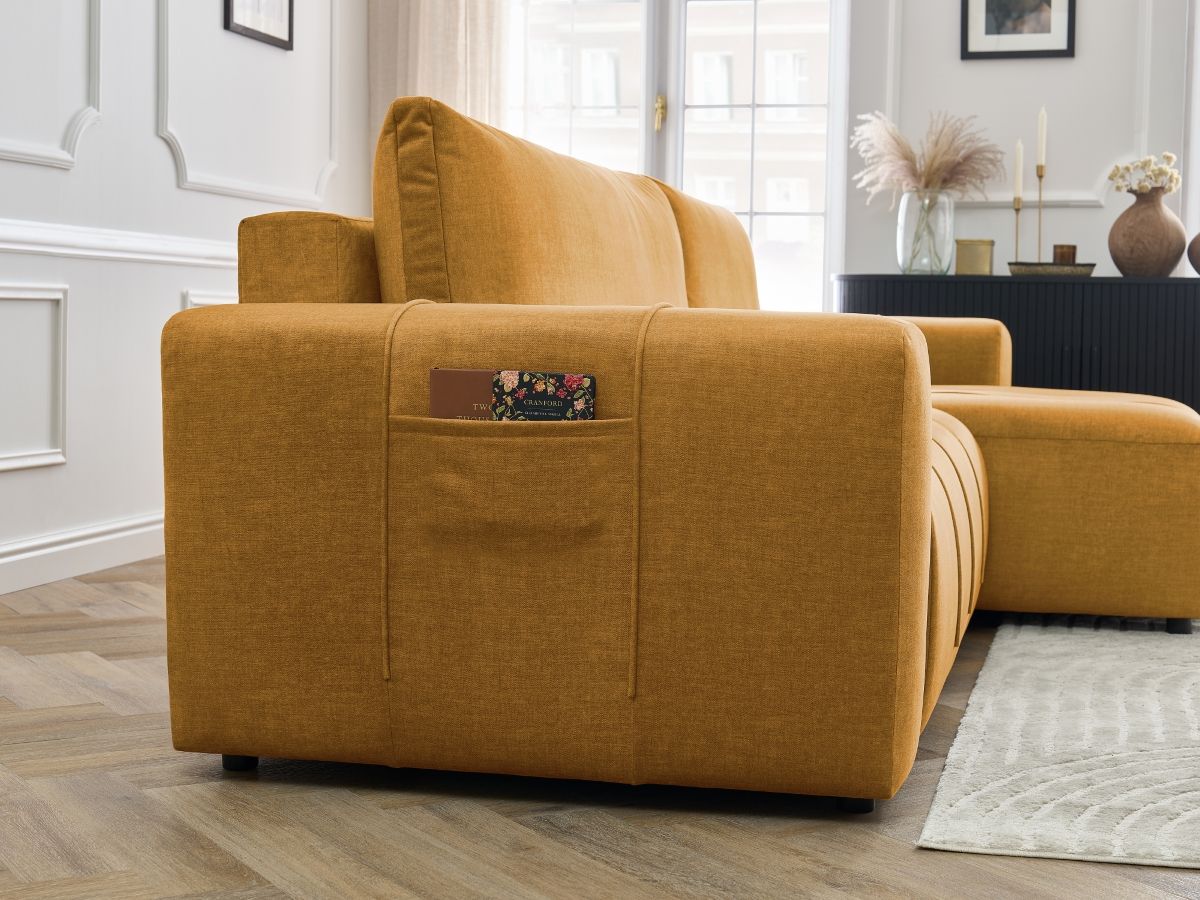 Bobochic Arsene Ecksofa mit Schlaffunktion und Bettkasten 288 × 148 cm Samt Gelb