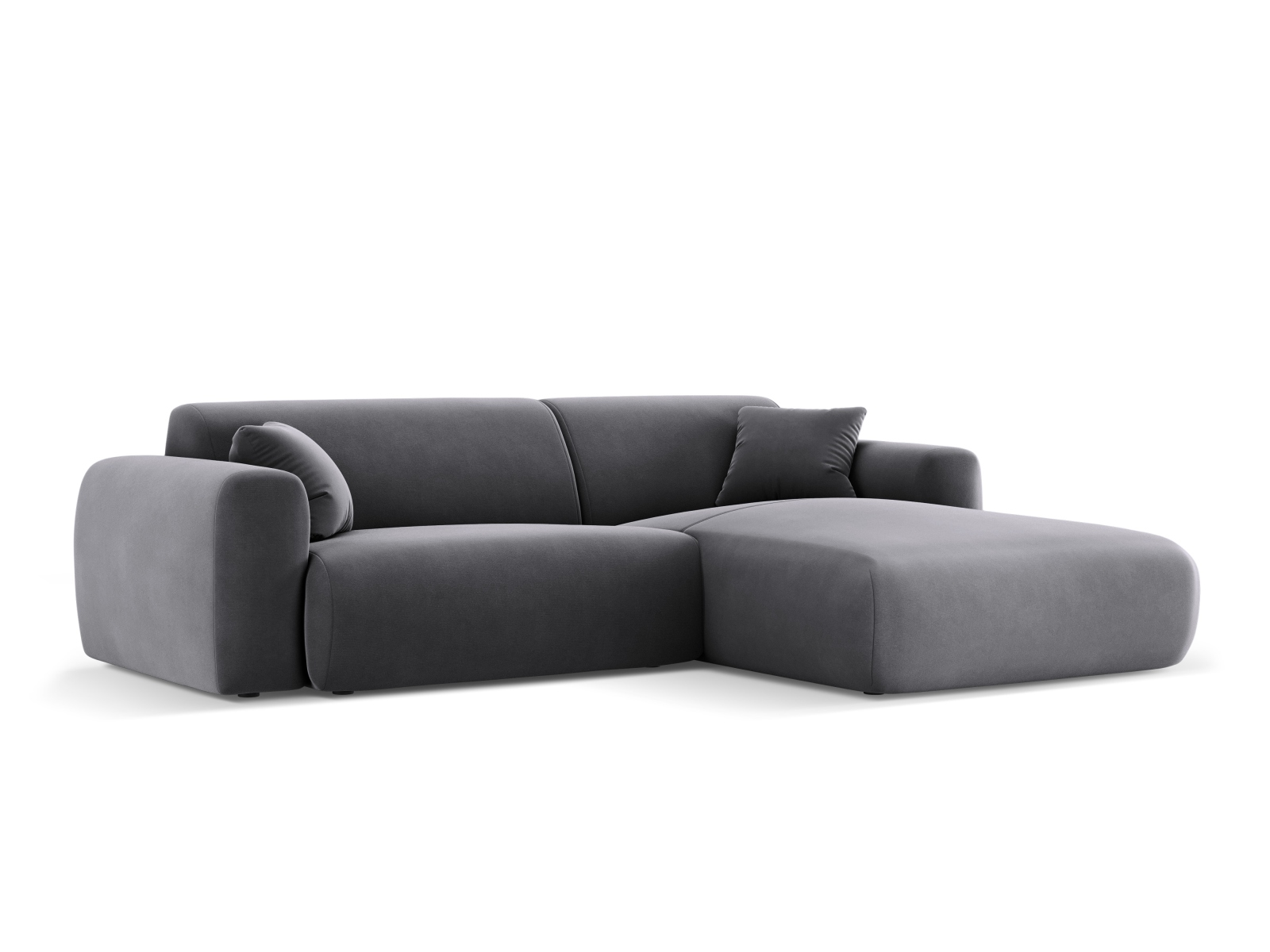 Cosmopolitan Design Ecksofa Nolio 4-Sitzer kleine Version Samt Casino Dunkelgrau Rechts