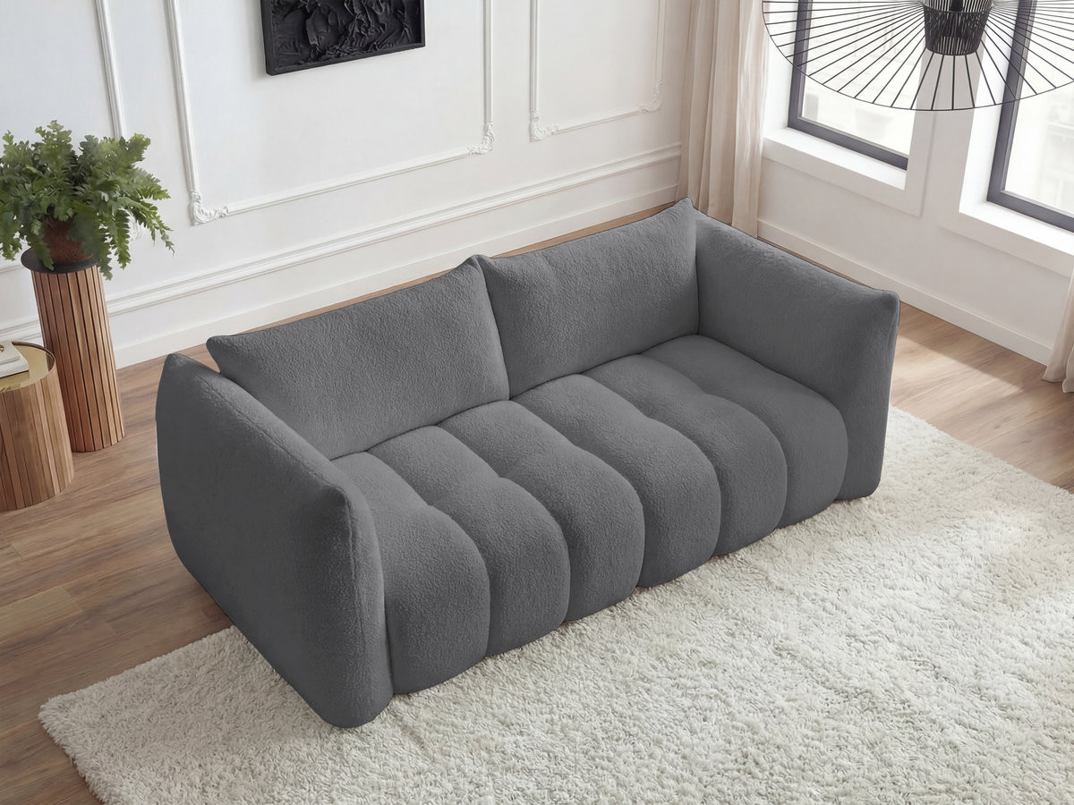 Bobochic Azra Sofa 3-Sitzer Bouclé-Stoff Dunkelgrau