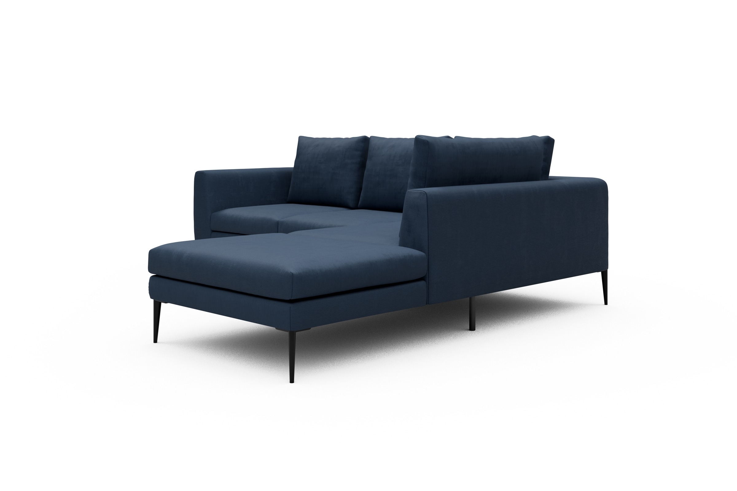 Ecksofa Paul Relax-Ecke rechts mit 2-Sitzer Cordufine-Royal-Blue