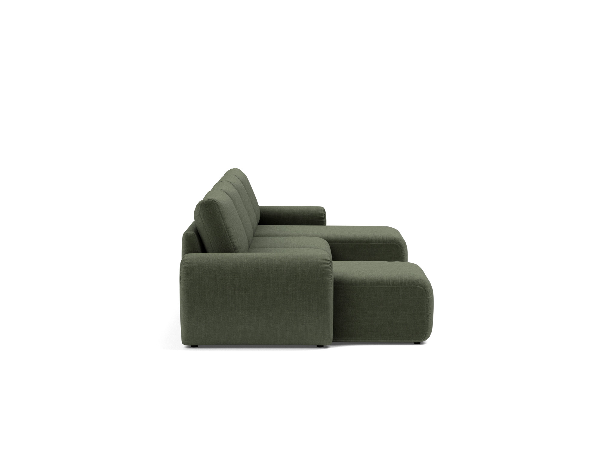 Schlafsofa Norum U-Form mit Curve-Armlehnen Chenille Esina 413-Olive-Green