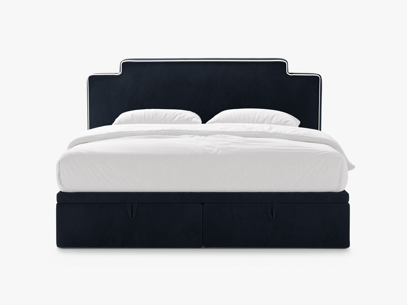 Micadoni Princess Boxspringbett mit Bettkasten und Kopfteil Samt Magic Velvet Elfenbein / Königsblau 140x200